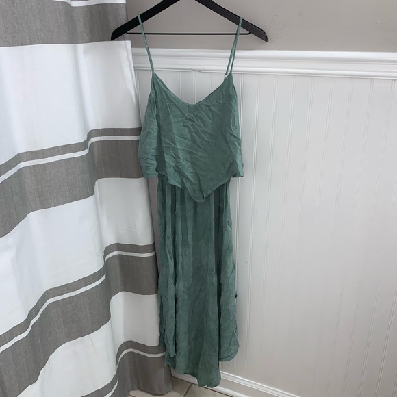 BLUE LIFE Green Teal Acid Wash Sleeveless Side Slit Asymmetrical Dress XS - Picture 2 of 12